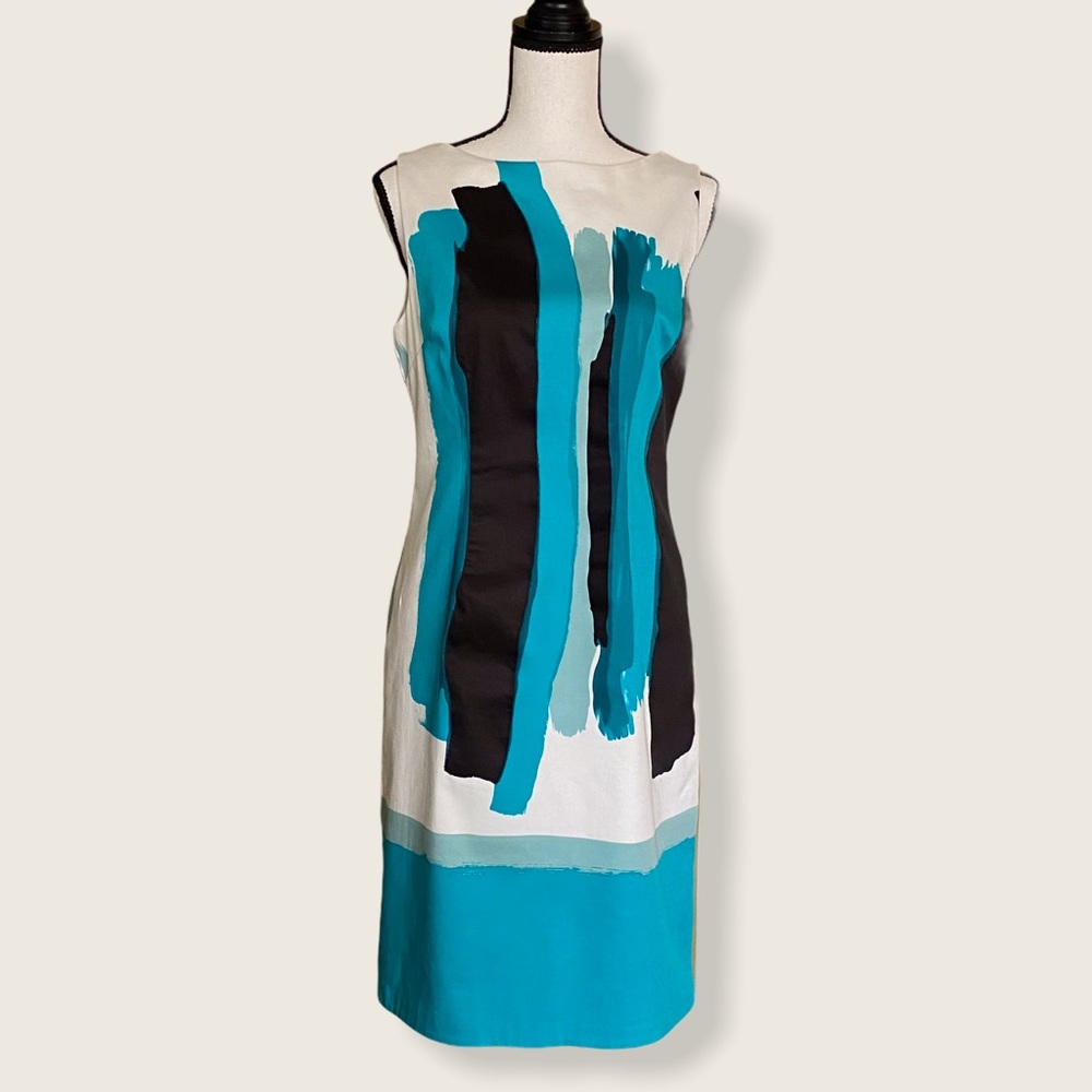 Chetta B Painted Stripe Sleeveless Sheath Dress